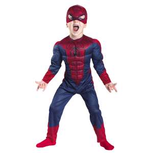 Pókember jelmez készlet izmokkal, 7-9 évig, 2 lövő és LED műanyag maszk, piros 71584687 "Pókember"  Jelmezek gyerekeknek