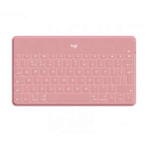 Logitech Keys-To-Go Bluetooth portable keyboard in blush pink, showing the layout of the keys - Logitech Keyboard