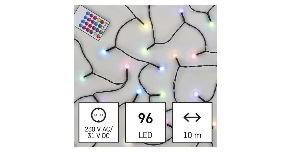 LED Christmas lights, cherry - balls, 10 m, RGB, remote control