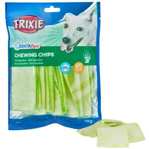 Trixie Denta Fun Kauchips Light 100g przekąski dla psów ze spiruliną, zbliżenie produktu - Karma dla psów