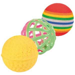 Trixie Zestaw 3 piłek do zabawy dla kotów, 4 cm, różne kolory - Trzymanie kotów