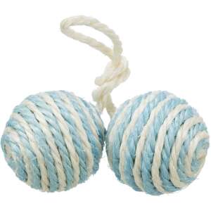 Trixie 2 Balls on a Rope macskajáték, kék és fehér kötél golyók zsinórral - Trixie