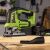Greenworks GD24JS cordless jigsaw on workbench
