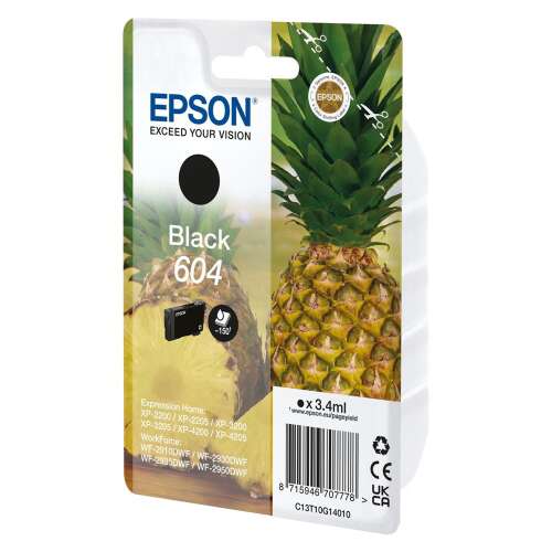 Epson 604 czarny wkład atramentowy, oryginalny, 3,4 ml, do drukarek Epson Expression Home i WorkForce