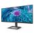 Pohľad z uhla na monitor Philips 346E2LAE 34-palcový Ultrawide QHD s tapetou s kvetmi