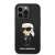 Karl Lagerfeld iPhone 14 Pro Max case, black with Karl Lagerfeld design, front view