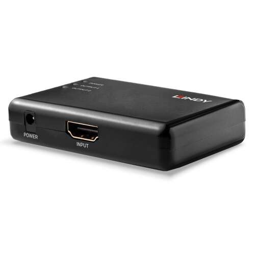 Lindy 38357 HDMI Splitter, 1 bemenet, 2 kimenet, 4K Ultra HD, fekete - HDMI elosztó