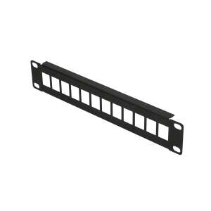 ExtraLink EX.17528 12 Port 10 Zoll Patch Panel, schwarz, schräge Ansicht - Extralink