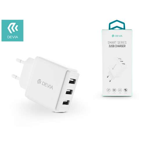 Devia Smart Series 3 USB charger, white, 5V / 3.4A, universal travel adapter