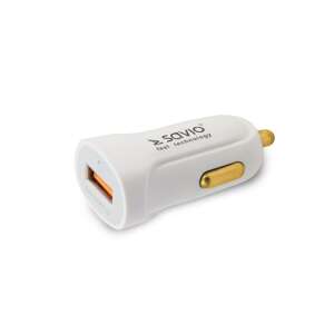 Savio Szybka ładowarka samochodowa 3.0A, biała, ładowarka samochodowa USB, szybkie ładowanie, Quick Charge 3.0, 2.0 i 1.0 kompatybilne - Ładowarka samochodowa