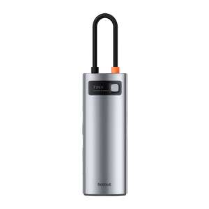 Baseus Gleam 7-w-1 koncentrator USB-C, srebrny, widok z przodu - Baseus Stacja dokująca