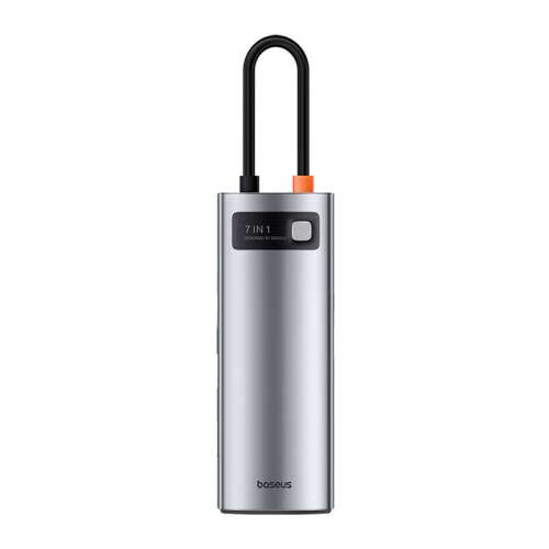 7v1 Hub Baseus Gleam, USB-C na 1x HDMI4K 60Hz + 3x USB3.0 + 1x PD + 1x SD/TF, šedá