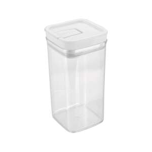 Tescoma AIRSTOP 1.4L airtight food storage container, clear plastic with white lid, angled view - Food storage container