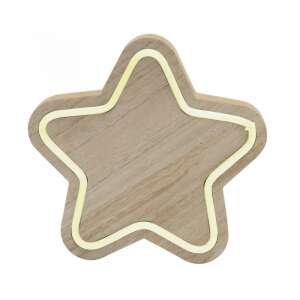 Drewniana dekoracja stołowa w kształcie gwiazdy LED, ciepłe białe światło, KAD 27 - Dekoracja świąteczna