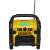 DeWalt DCR020-QW XR hordozható DAB+/FM rádió, elülső nézet, kijelző és vezérlők láthatók