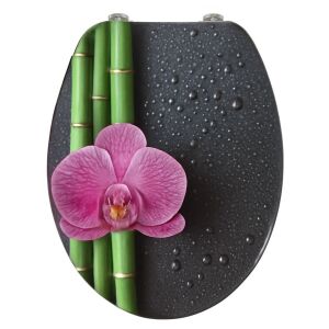 Pepita MDF WC-Sitz mit Soft-Close Deckel - Orchidee und Bambus #schwarz-grün