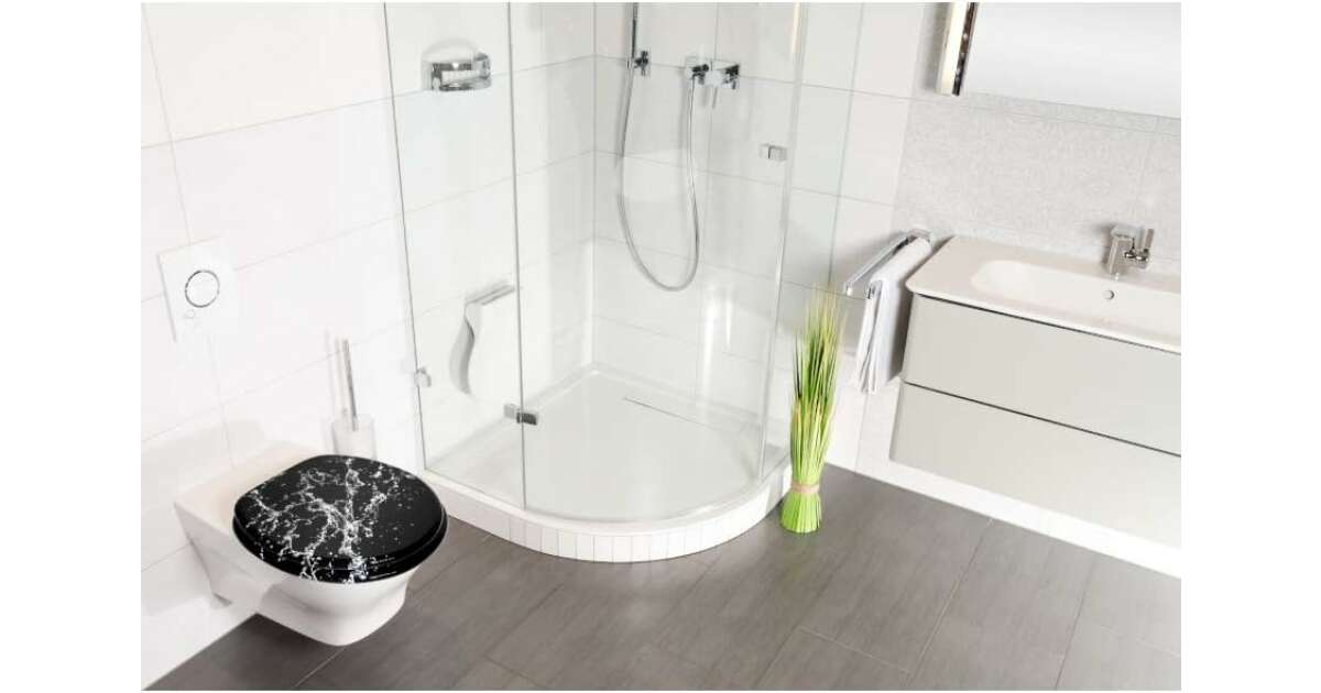 Pepita MDF WC капак със система за плавно затваряне - Водени капки #черен 128154333