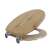 Pepita MDF toilet seat with slow-closing lid, plank pattern, brown, angled view