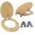 Pepita MDF toilet seat with slow-closing lid, plank pattern, brown, collage showing the seat, lid, and hinges