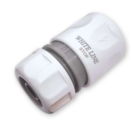 WHITE LINE 1/2 inch conector rapid cu oprire, alb, conector pentru furtun de grădină