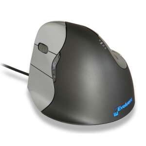 Evoluent 4 Vertical Ergonomic Mouse, Black/Silver, Wired, Left Hand - Mouse