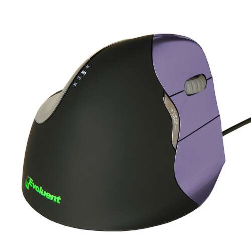 Evoluent 4 Right Small Vertikalmaus, schwarz und lila, Seitenansicht