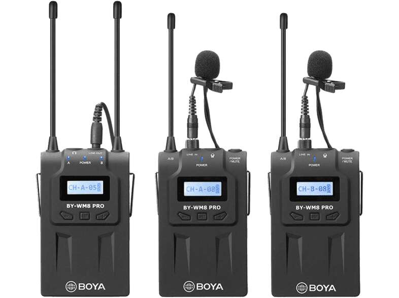 Boya by-wm8 pro-k2 uhf vezetéknélküli mikrofon dupla szett (2 adó...