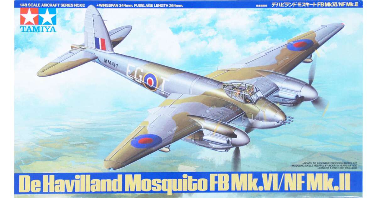 Maquette TAMIYA 1/48 Mosquito FB Mk.VI/NF Mk.II 61062 + 10 Kits