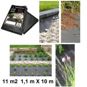 Agrowłóknina weed barrier fabric, 1.1m x 10m, 50g/m2, black, for gardens, landscaping, weed control, soil stabilization, pond construction, driveway and walkway - Landscaping