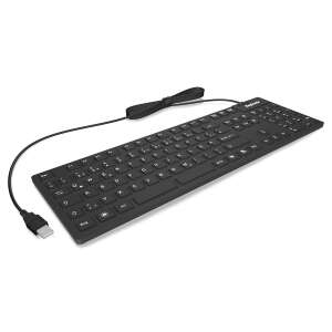KeySonic KSK-8030IN USB Wired Keyboard DE - Black, ergonomic design, silicone coated, waterproof, spill-proof, durable, reliable - Keyboard