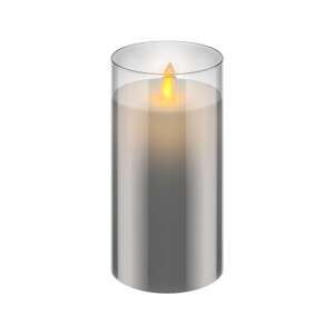 LED-Kerze aus Echtwachs in Glas, 7,5 x 15 cm, grau 60372 73648850 - Goobay
