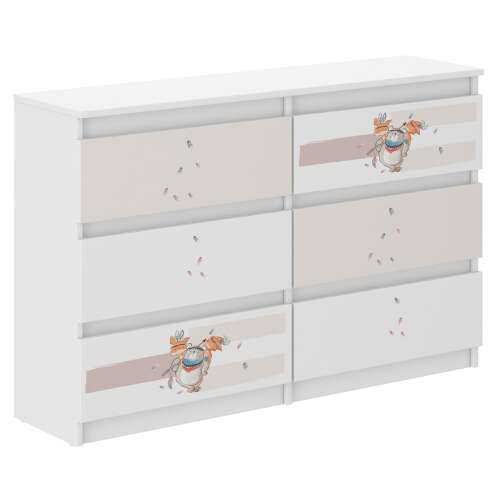Ifjúsági 6 fiókos Komód 120cm - Maci #fehér-bézs