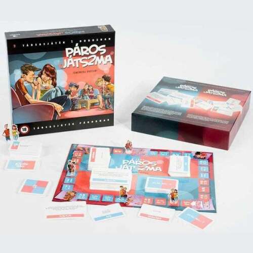 Páros Játszma board game, for couples, 18+, game board, cards, pieces