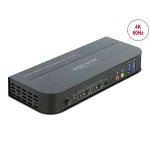 Delock 11481 2 Port HDMI KVM Switch 4K 60Hz USB 3.0, negru, comutator KVM HDMI cu 2 porturi cu hub USB 3.0, rezoluție 4K 60Hz - Switch-uri KVM