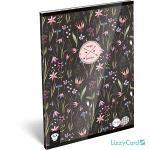 Lizzy Card virágos tűzött füzet A/5, 32 lap kockás, Magic Garden, fekete 83003766 