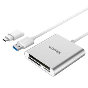 UNITEK Y-9313 USB 3.2 Gen 1 kártyaolvasó, ezüst, támogatja a CF, MicroSD, SD kártyákat - Külső kártyaolvasó