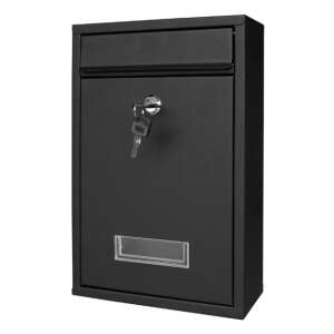 Pepita klassischer verzinkter Stahlbriefkasten in Schwarz, schräge Ansicht