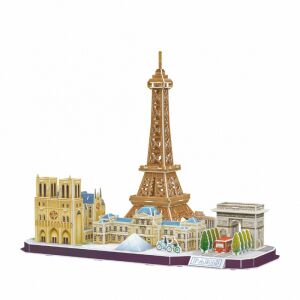 Zmontowane CubicFun Paryż Puzzle 3D z Wieżą Eiffla, Notre Dame, Piramidą w Luwrze i Łukiem Triumfalnym - Puzzle 3D