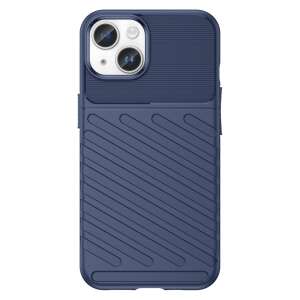 Thunder Case for iPhone 14 Max in blue, showing the front and camera lens protection - Phone Case