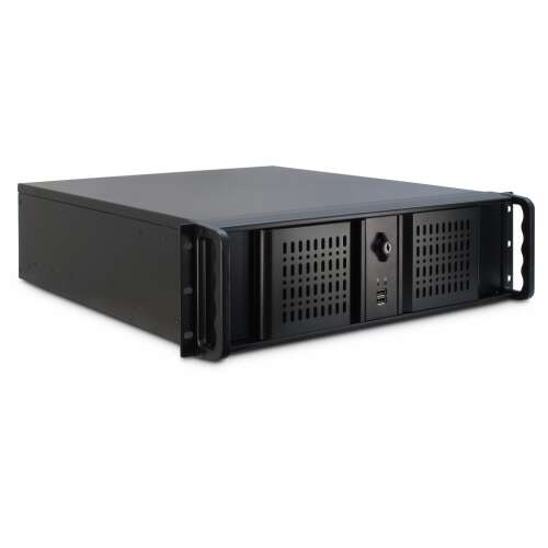 Carcasă Server Rack Inter-Tech 3U-3098-S, negru, 3U, montare în rack de 19 inci, vedere din față