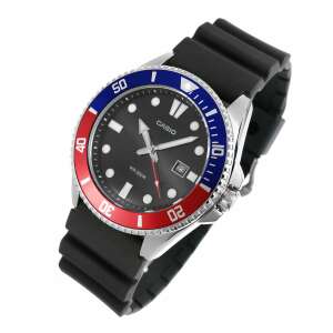 Casio MDV-107-1A2VEF muški analogni sat s crnim brojčanikom, srebrnim kućištem i crnom remenom od smole - Za frajera