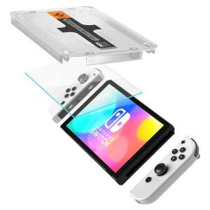 Spigen Glas.tR EZ FIT Displayschutz aus gehärtetem Glas für Nintendo Switch OLED (2er Pack) - Installationskit enthalten - Spigen Schutzfolien für Handys