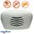 Weitech ultrasonic pest repellent, white, front view, with icons for mice, spiders, and fleas