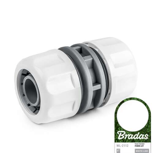 Conector pentru furtun WHITE LINE de 1 inch, alb, gri, pentru udarea grădinii