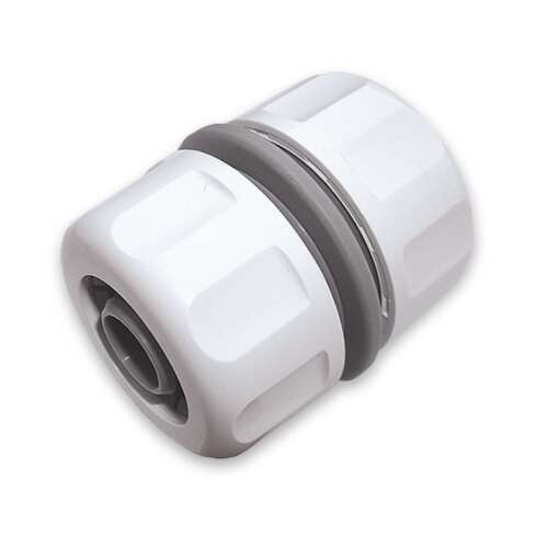 WHITE LINE 1/2 inch hose connector, repair connector for garden hoses, white and grey, 150043