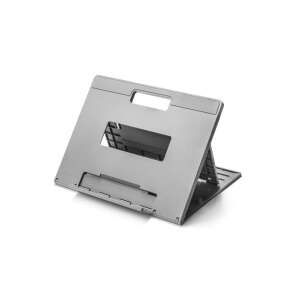 Kensington SmartFit Easy Riser Go 17 inch laptop stand, silver, angled view - Laptop Stand