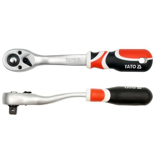 YATO 1/2 inch Drive Ratchet Handle with Bent Shaft and Soft Grip