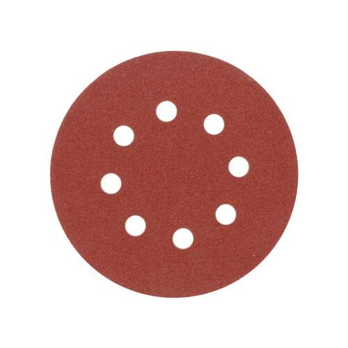 VOREL 125 mm-es csiszolókorong, P100 szemcseméret, 8 lyuk, tépőzáras, 5 db-os csomag