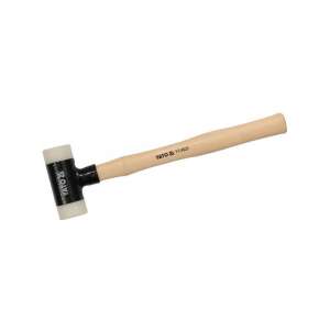 Angled view of YATO 490g non-marring plastic hammer with wooden handle - Tool