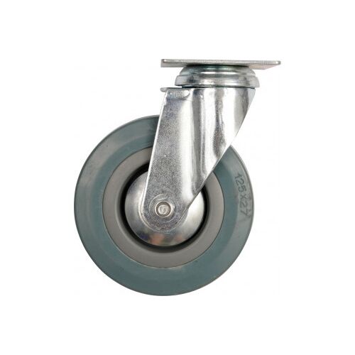 VOREL 125mm Ipari Forgókerék Szürke Gumi Futófelülettel, 50kg Teherbírás